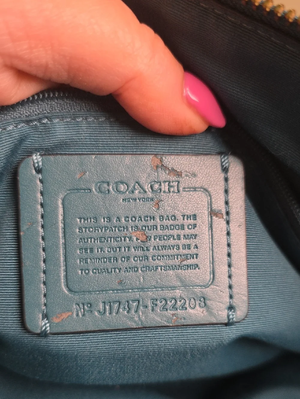COACH F22208 Ava Chain Tote in Metallic Teal/Gunmetal EUC - Picture 16 of 16